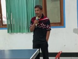 SAMBUT DELEGASI PTM KETUA KUD MINA FAJAR SIDIK H.DASAM BUKA OPEN TURNAMEN TENIS MEJA DALAM RANGKA RUAT LAUT KE 57 TAHUN